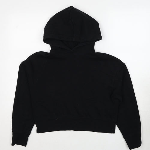 Zara Womens Black Cotton Pullover Hoodie Size S Pullover