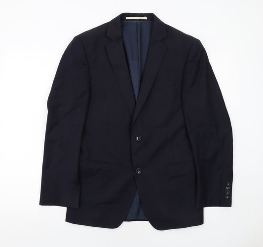 Blazer Mens Blue Polyester Jacket Suit Jacket Size 38 Regular