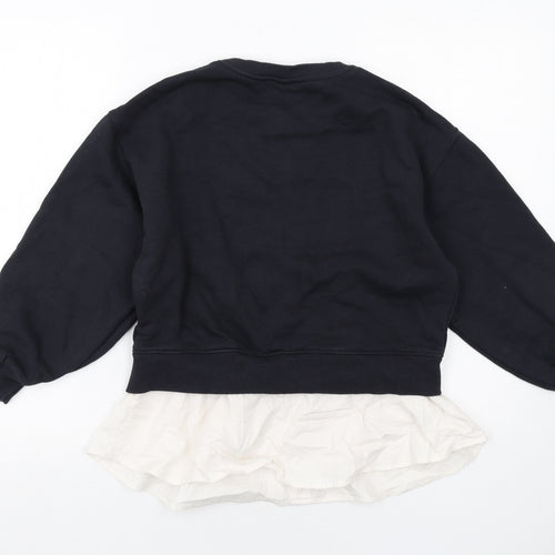 Zara Girls Black Cotton Pullover Sweatshirt Size 10 Years Pullover - Happy Today Shirt Insert