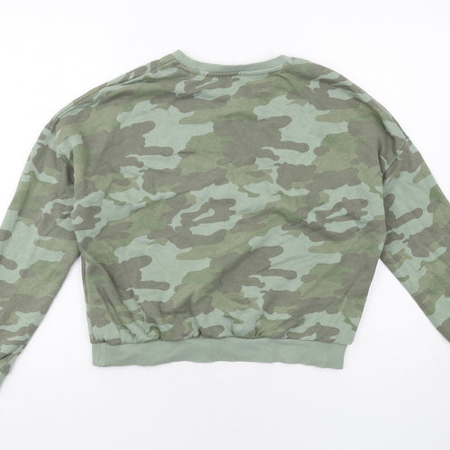 Marks and Spencer Boys Green Camouflage Cotton Pullover Sweatshirt Size 13-14 Years Pullover