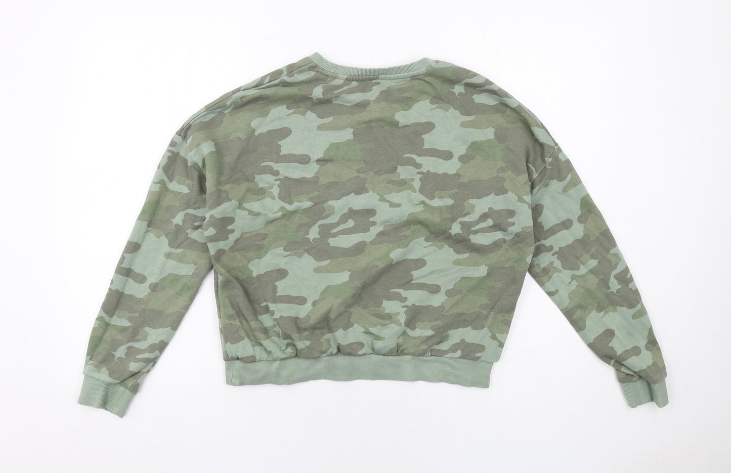 Marks and Spencer Boys Green Camouflage Cotton Pullover Sweatshirt Size 13-14 Years Pullover