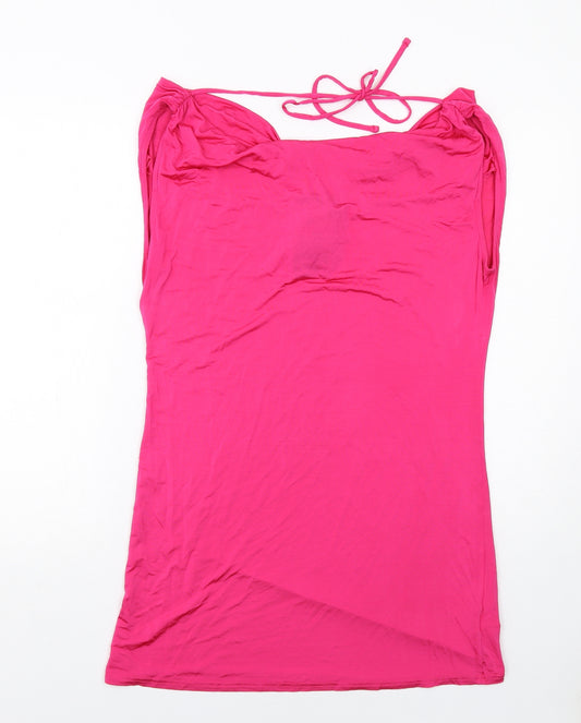 ASOS Womens Pink Viscose Slip Dress Size 10 Halter Pullover