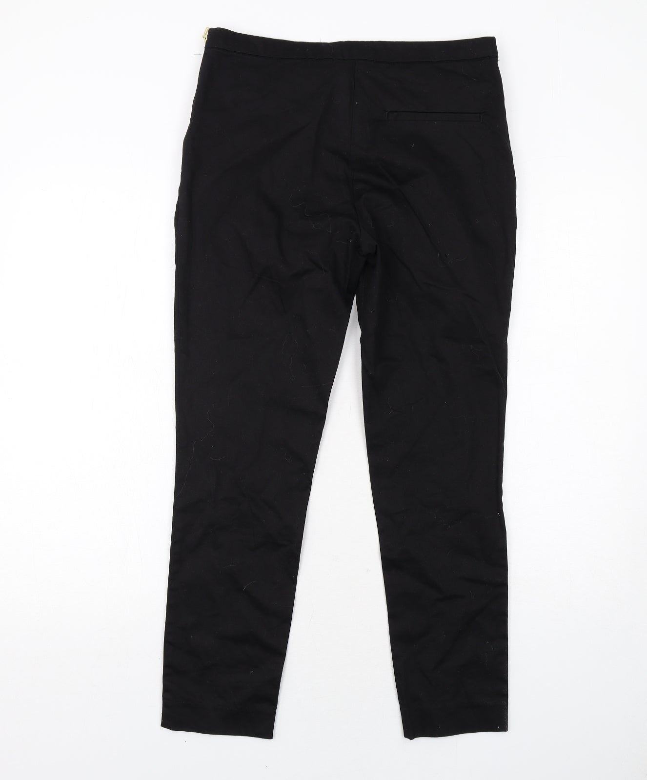 H&M Womens Black Cotton Capri Trousers Size 10 Regular Zip
