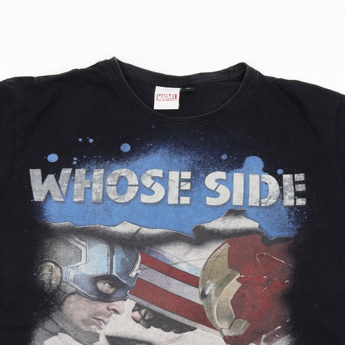 Marvel Mens Black Cotton T-Shirt Size L Round Neck - Whose Side Are You On?