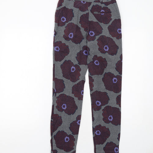 Topshop Womens Multicoloured Floral Cotton Dress Pants Trousers Size 8 Regular Zip
