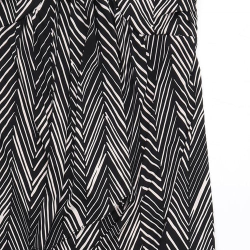 NEXT Womens Black Geometric Polyester Slip Dress Size 16 Round Neck Pullover