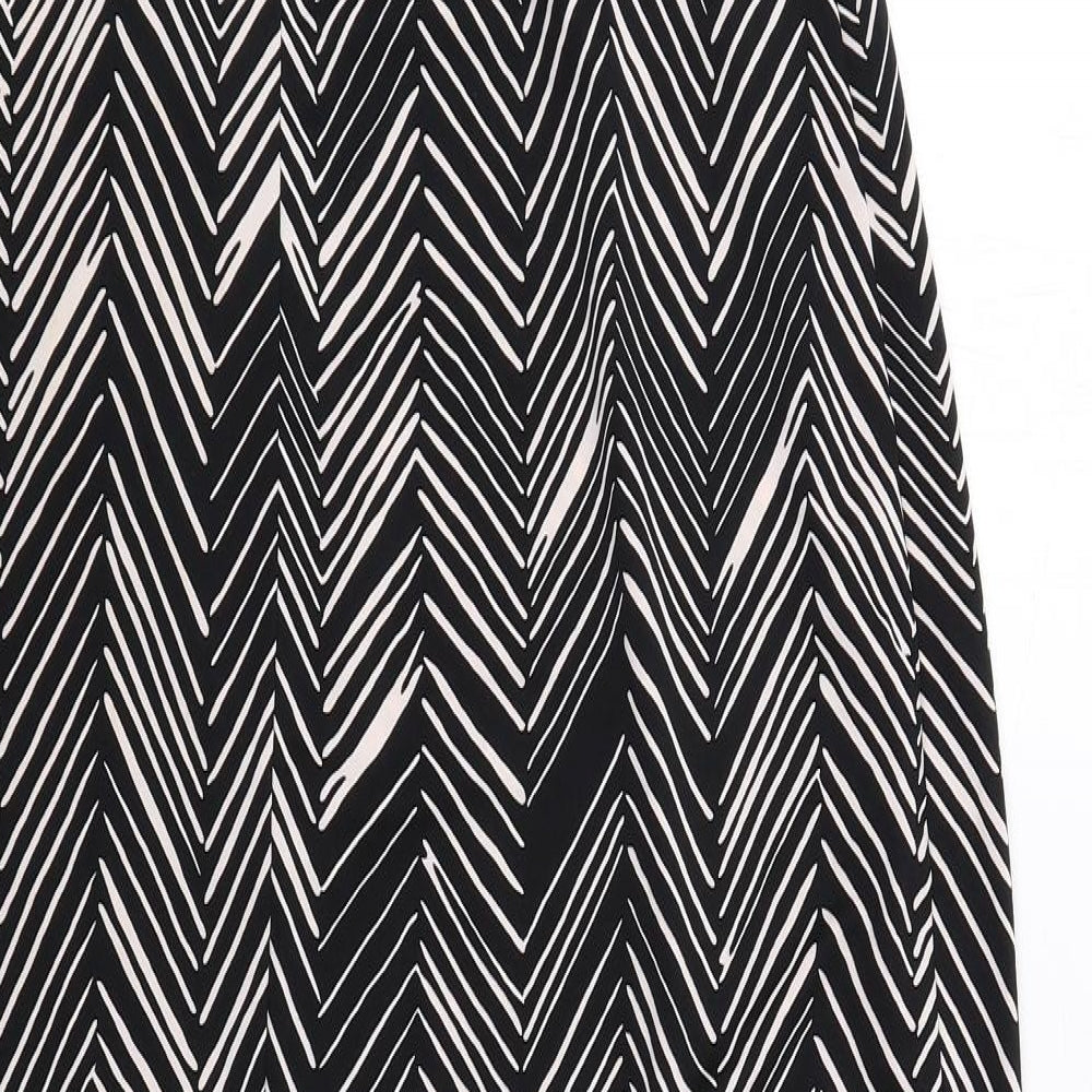 NEXT Womens Black Geometric Polyester Slip Dress Size 16 Round Neck Pullover