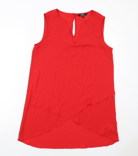 Julien Macdonald Womens Red Polyester Basic Blouse Size 12 V-Neck
