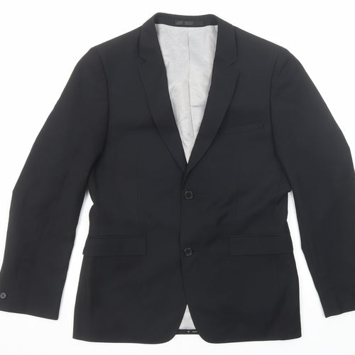 Ventuno 21 Mens Black Polyester Jacket Suit Jacket Size 38 Regular