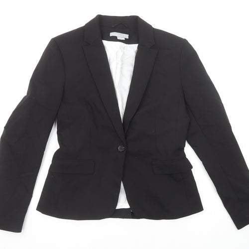 H&M Womens Black Cotton Jacket Blazer Size 12