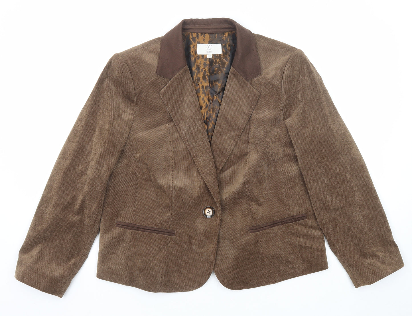 CC Womens Brown Polyester Jacket Blazer Size 18