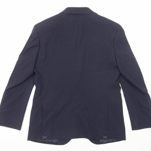 Marks and Spencer Mens Blue Striped Polyester Jacket Suit Jacket Size 38 Regular
