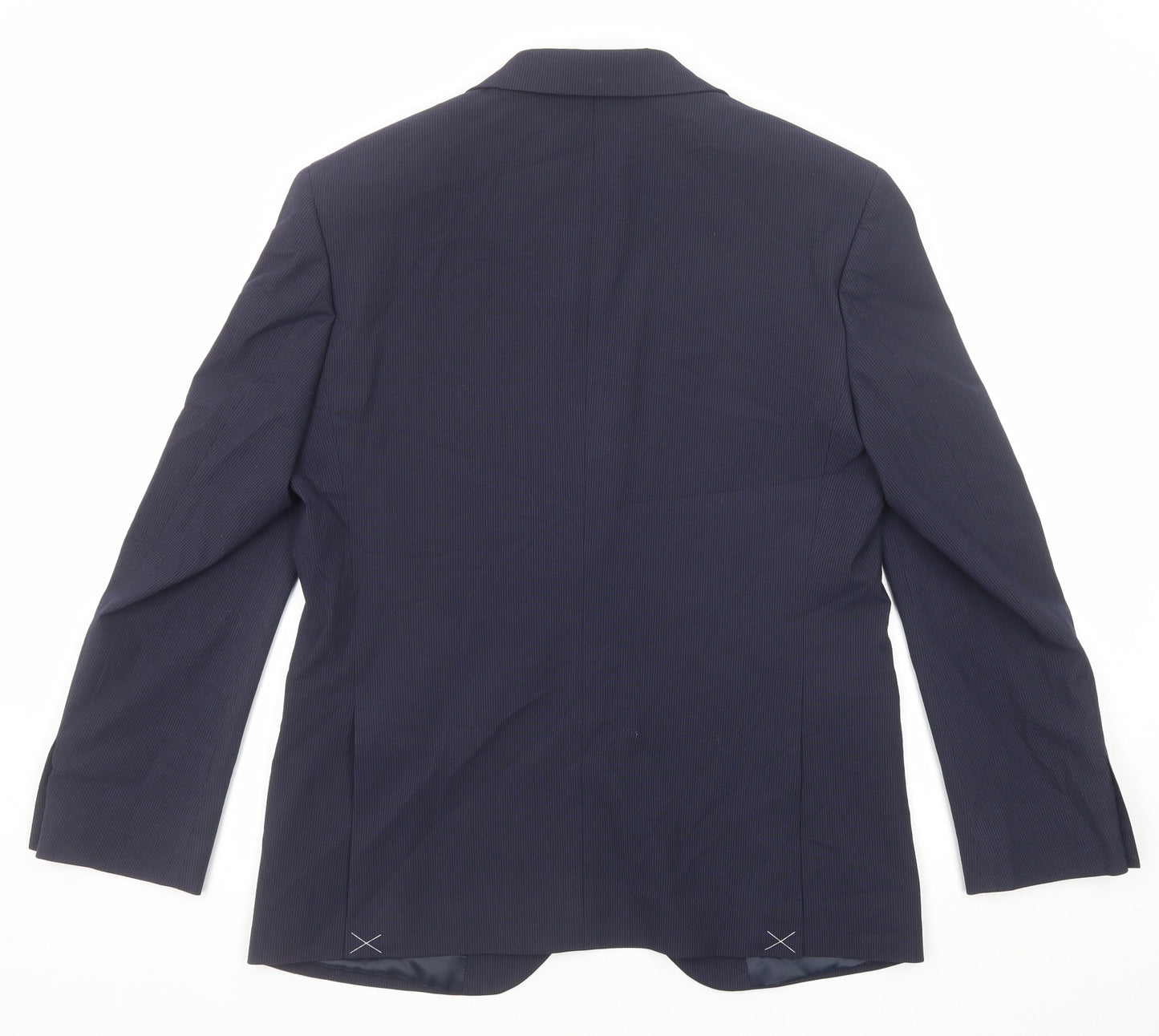 Marks and Spencer Mens Blue Striped Polyester Jacket Suit Jacket Size 38 Regular