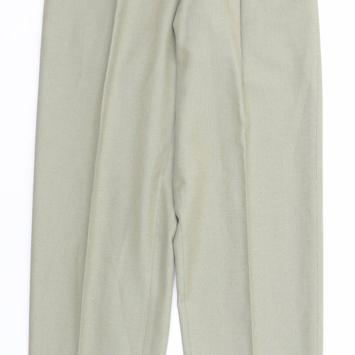 Marks and Spencer Mens Green Polyester Trousers Size 30 in L33 in Regular Zip