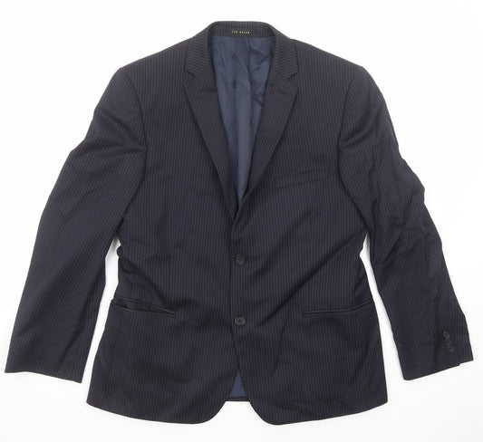 Ted Baker Mens Blue Striped Wool Jacket Suit Jacket Size 42 Regular