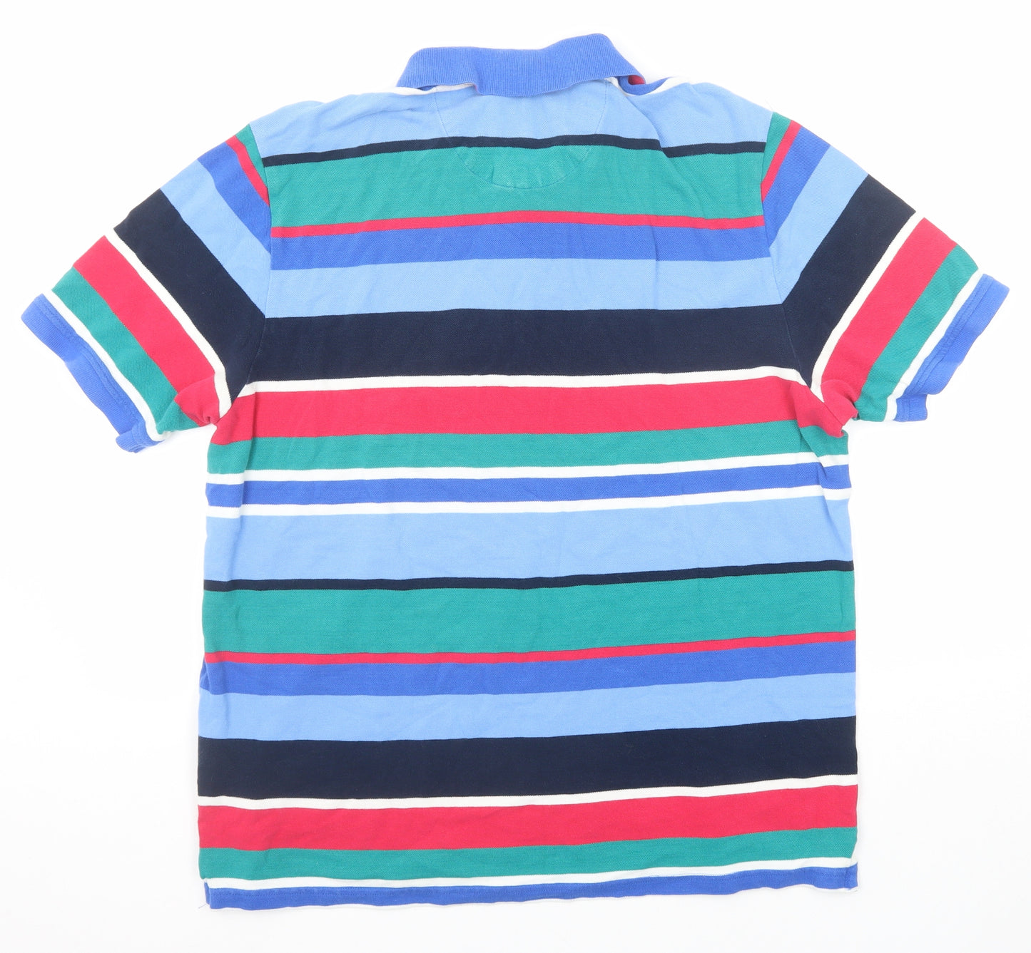 Blue Harbour Mens Multicoloured Striped Cotton Polo Size M Collared Button