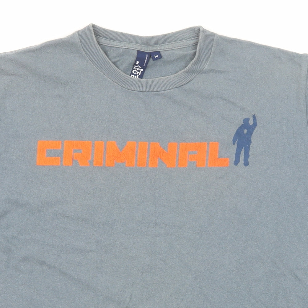 Lifer Brand Criminal Mens Grey Cotton T-Shirt Size M Round Neck