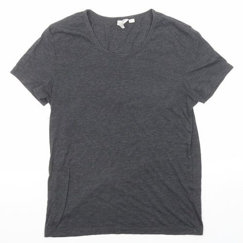 Topman Mens Grey Cotton T-Shirt Size S Round Neck
