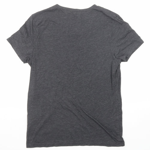 Topman Mens Grey Cotton T-Shirt Size S Round Neck