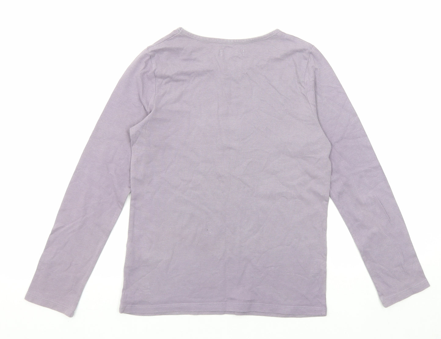 Mini Boden Girls Purple Cotton Basic T-Shirt Size 9-10 Years Round Neck Pullover - Deer