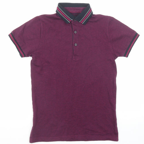 NEXT Boys Purple Cotton Basic Polo Size 11 Years Collared Button
