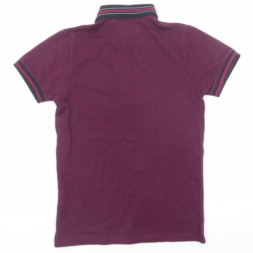 NEXT Boys Purple Cotton Basic Polo Size 11 Years Collared Button
