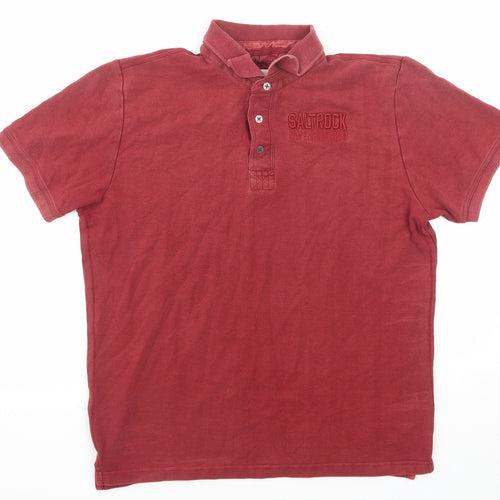 Saltrock Mens Red Cotton Polo Size XL Collared Button