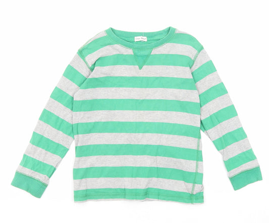 NEXT Boys Green Striped Cotton Basic T-Shirt Size 4-5 Years Round Neck Pullover