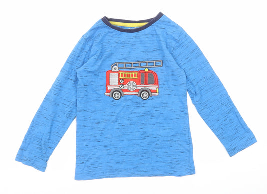 NEXT Boys Blue Cotton Basic T-Shirt Size 4-5 Years Round Neck Pullover - Fire Engine