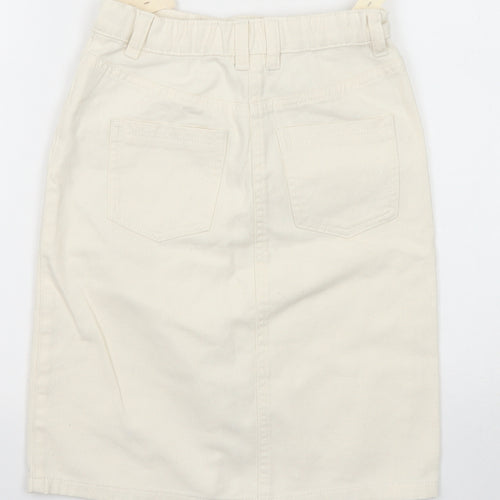 NEXT Girls Ivory Cotton Straight & Pencil Skirt Size 9 Years Regular Zip
