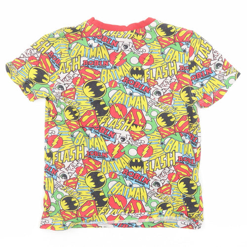 DC Comics Boys Multicoloured Geometric Cotton Basic T-Shirt Size 5-6 Years Round Neck Pullover - Batman