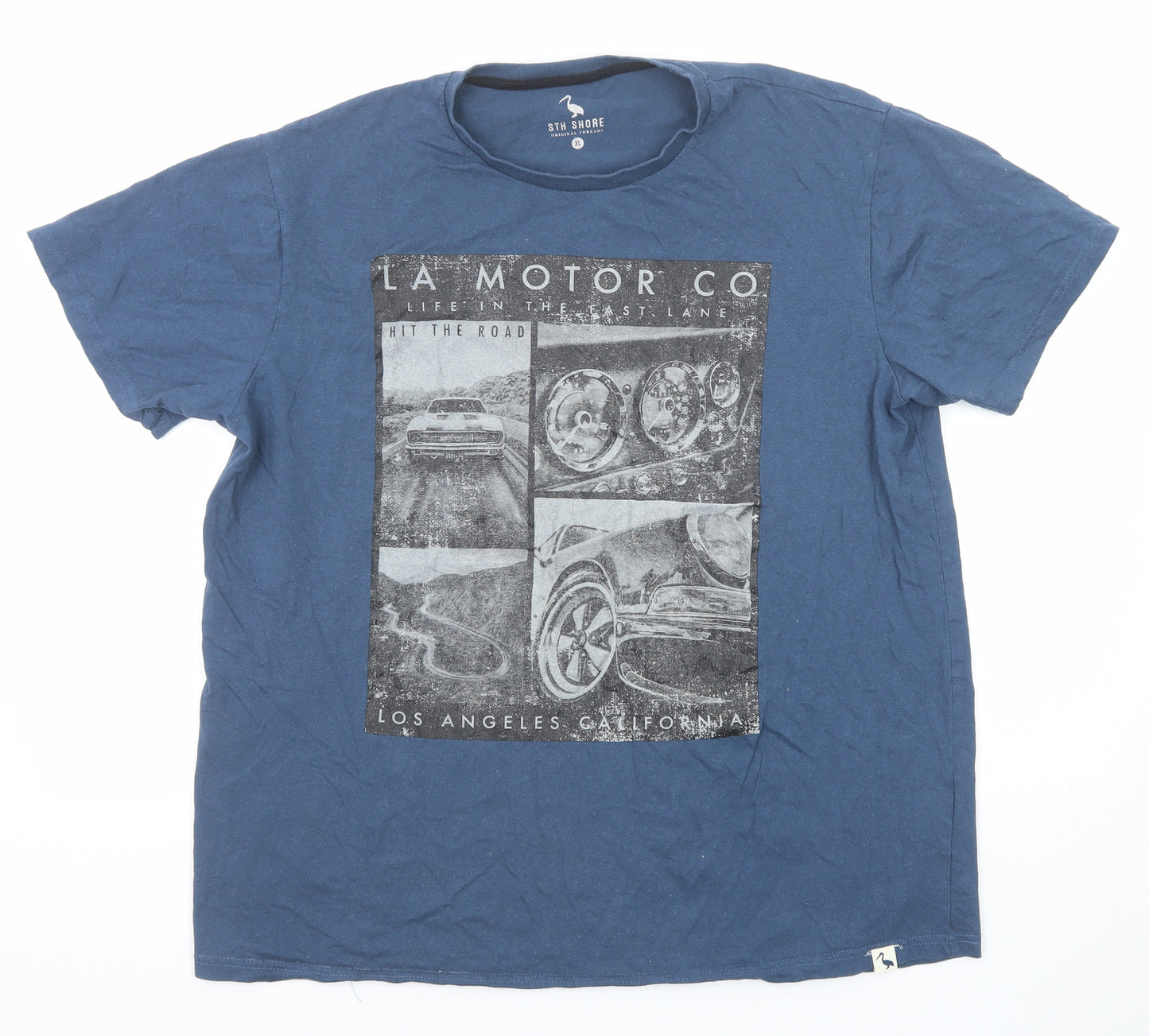 Sth Shore Mens Blue Cotton T-Shirt Size XL Round Neck - LA Motors Co