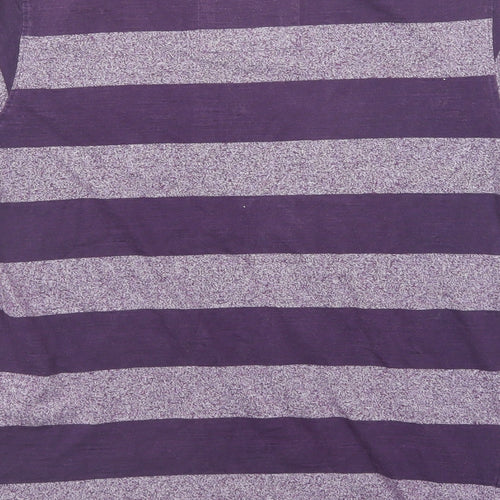 TOG24 Mens Purple Striped Cotton T-Shirt Size L Round Neck