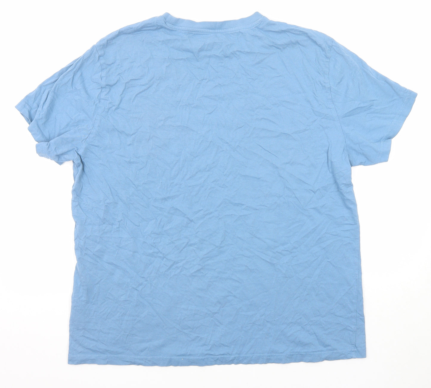 H&M Mens Blue Cotton T-Shirt Size XL Round Neck