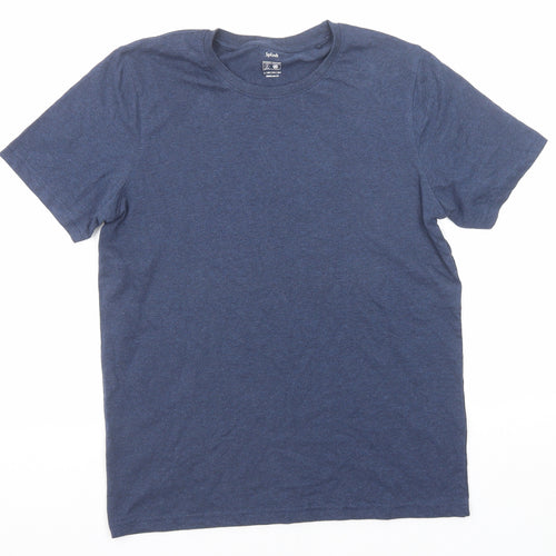 SPLASH Mens Blue Cotton T-Shirt Size S Round Neck