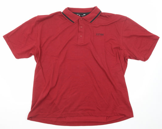 South Bay Mens Red Polyester Polo Size XL Collared Button