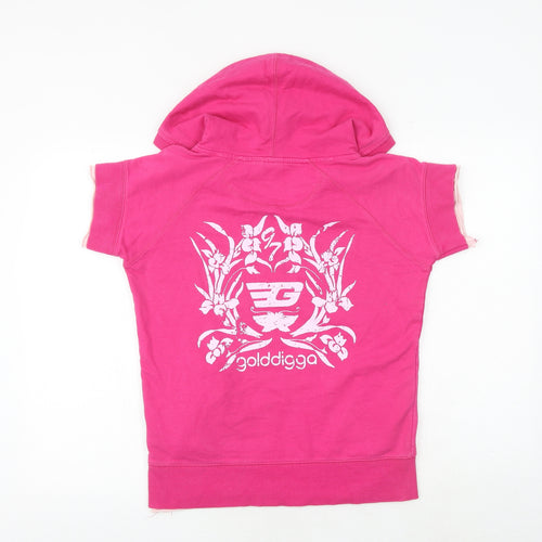 Golddigga Womens Pink 100% Cotton Pullover Hoodie Size L Pullover
