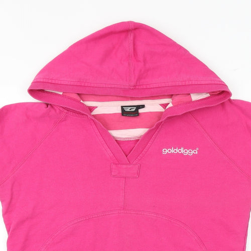 Golddigga Womens Pink 100% Cotton Pullover Hoodie Size L Pullover