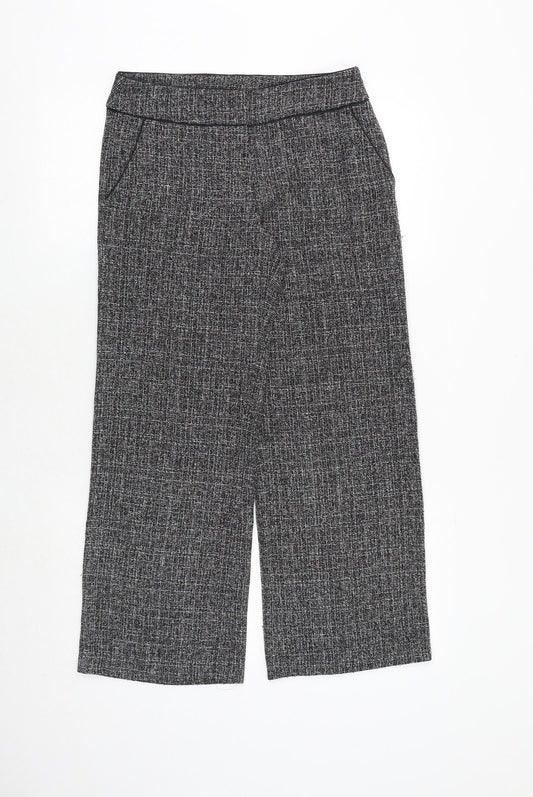 M&Co Womens Grey Geometric Polyester Trousers Size 8 Regular Zip