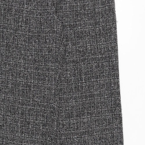 M&Co Womens Grey Geometric Polyester Trousers Size 8 Regular Zip