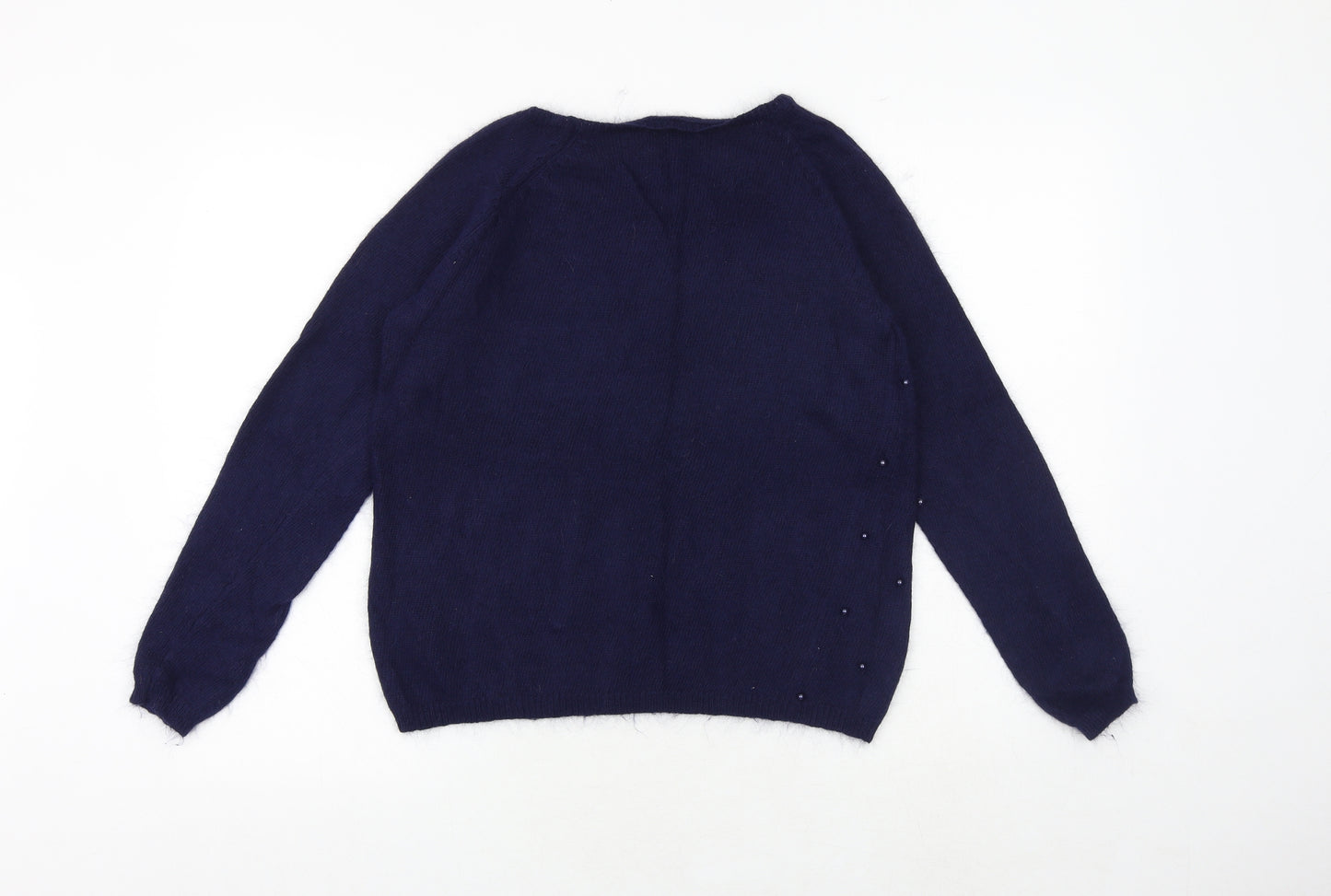 Marks and Spencer Womens Blue Boat Neck Polyamide Pullover Jumper Size 10