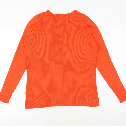 Marks and Spencer Womens Orange V-Neck Viscose Pullover Jumper Size 18