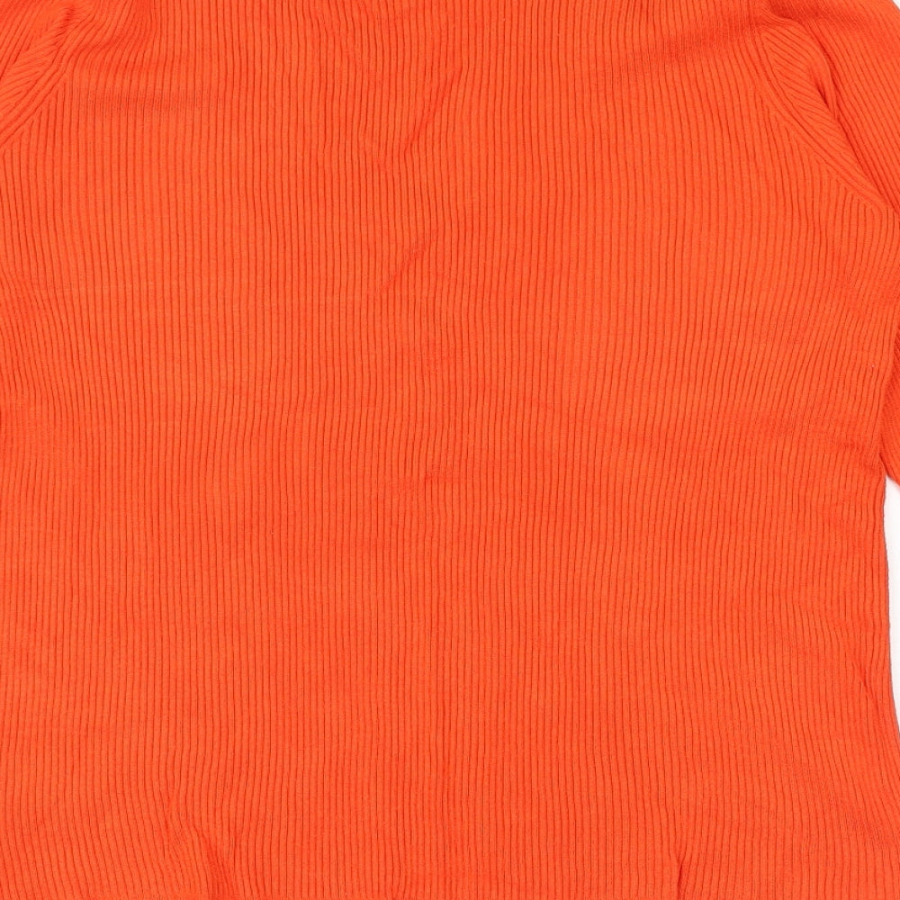 Marks and Spencer Womens Orange V-Neck Viscose Pullover Jumper Size 18