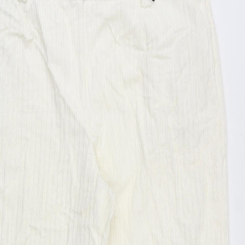 Marks and Spencer Womens Ivory Striped Cotton Trousers Size 22 Regular Zip