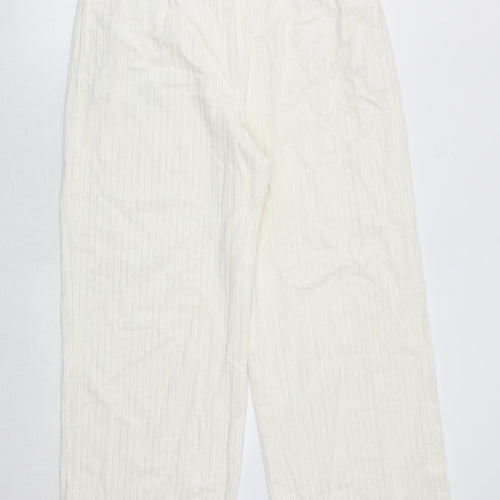Marks and Spencer Womens Ivory Cotton Trousers Size 16 Regular Zip