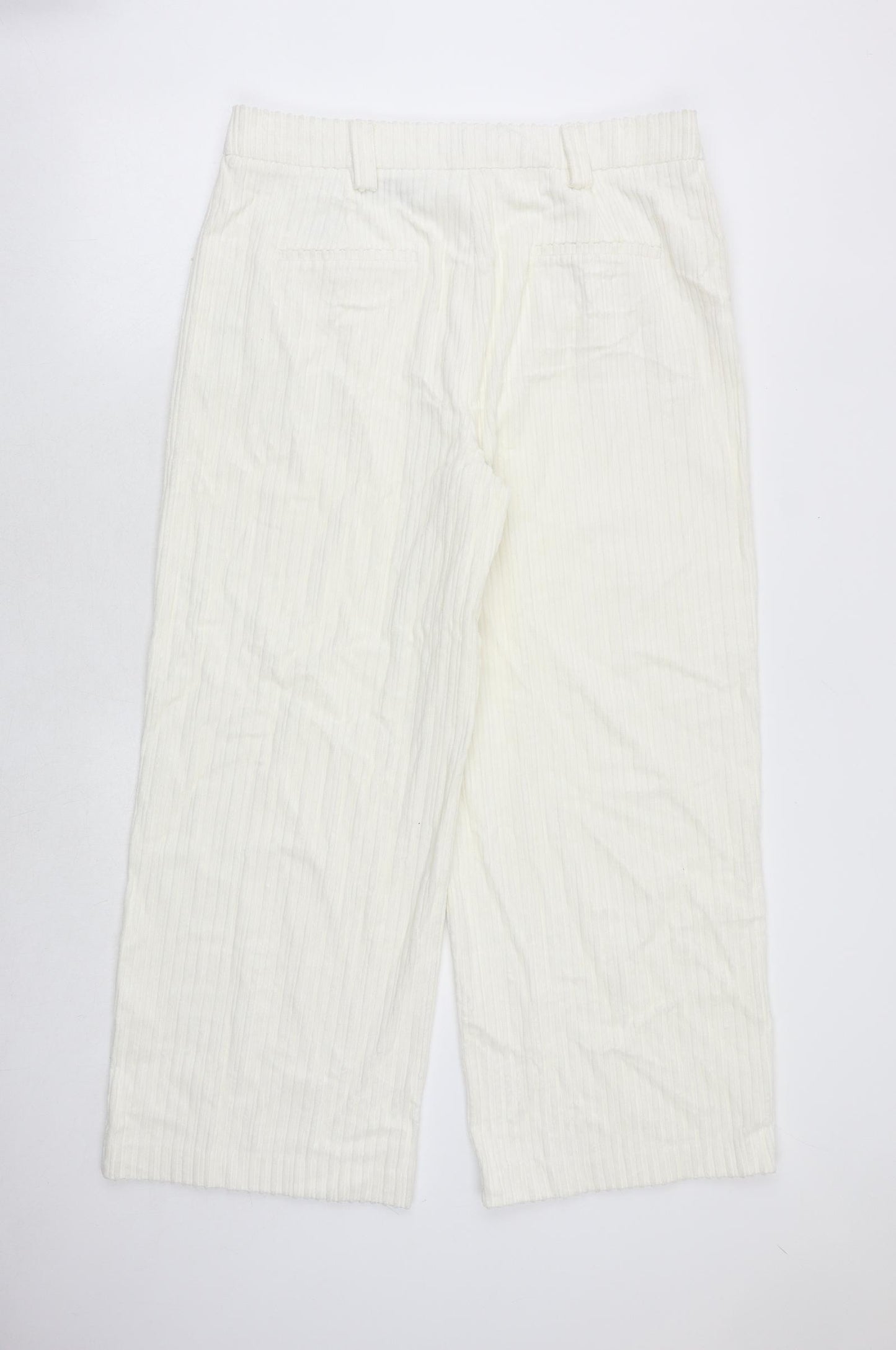 Marks and Spencer Womens Ivory Cotton Trousers Size 16 Regular Zip
