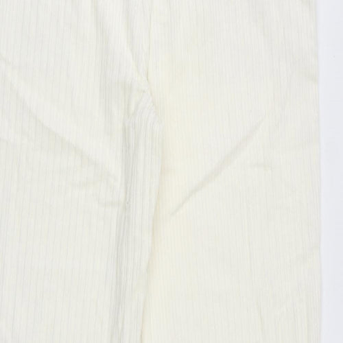 Marks and Spencer Womens Ivory Cotton Cropped Trousers Size 18 Regular Zip