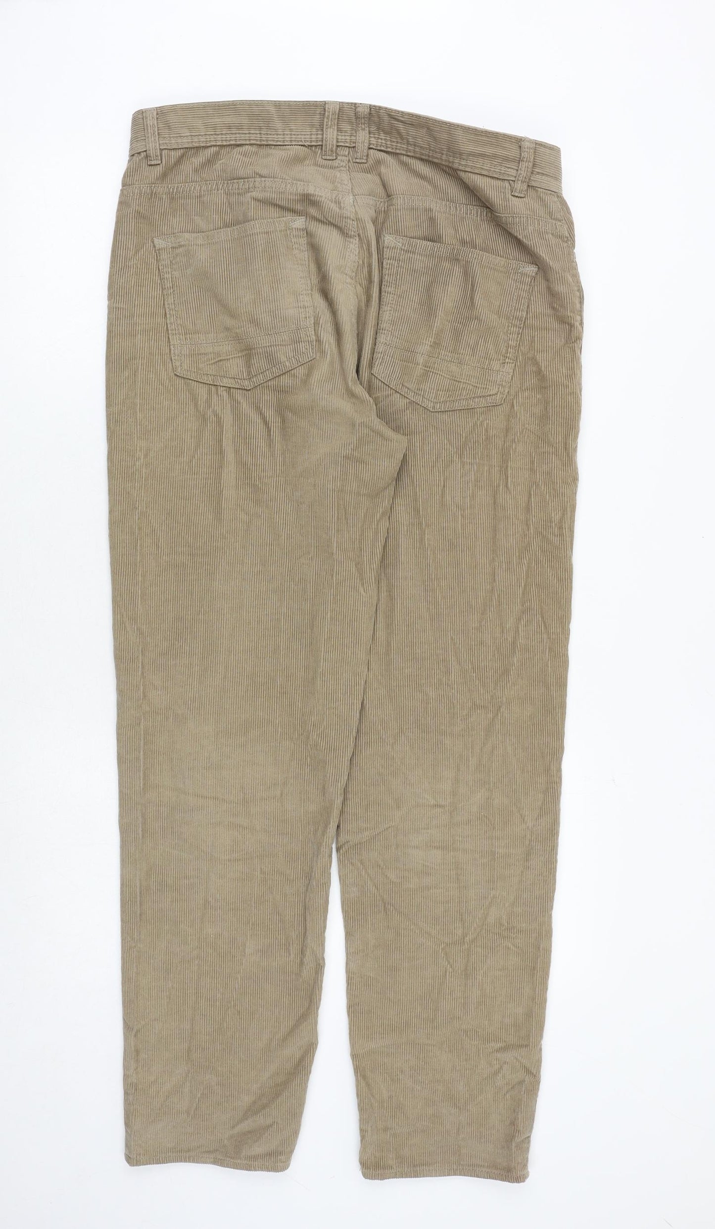 New Look Mens Beige Cotton Trousers Size 34 in Regular Zip