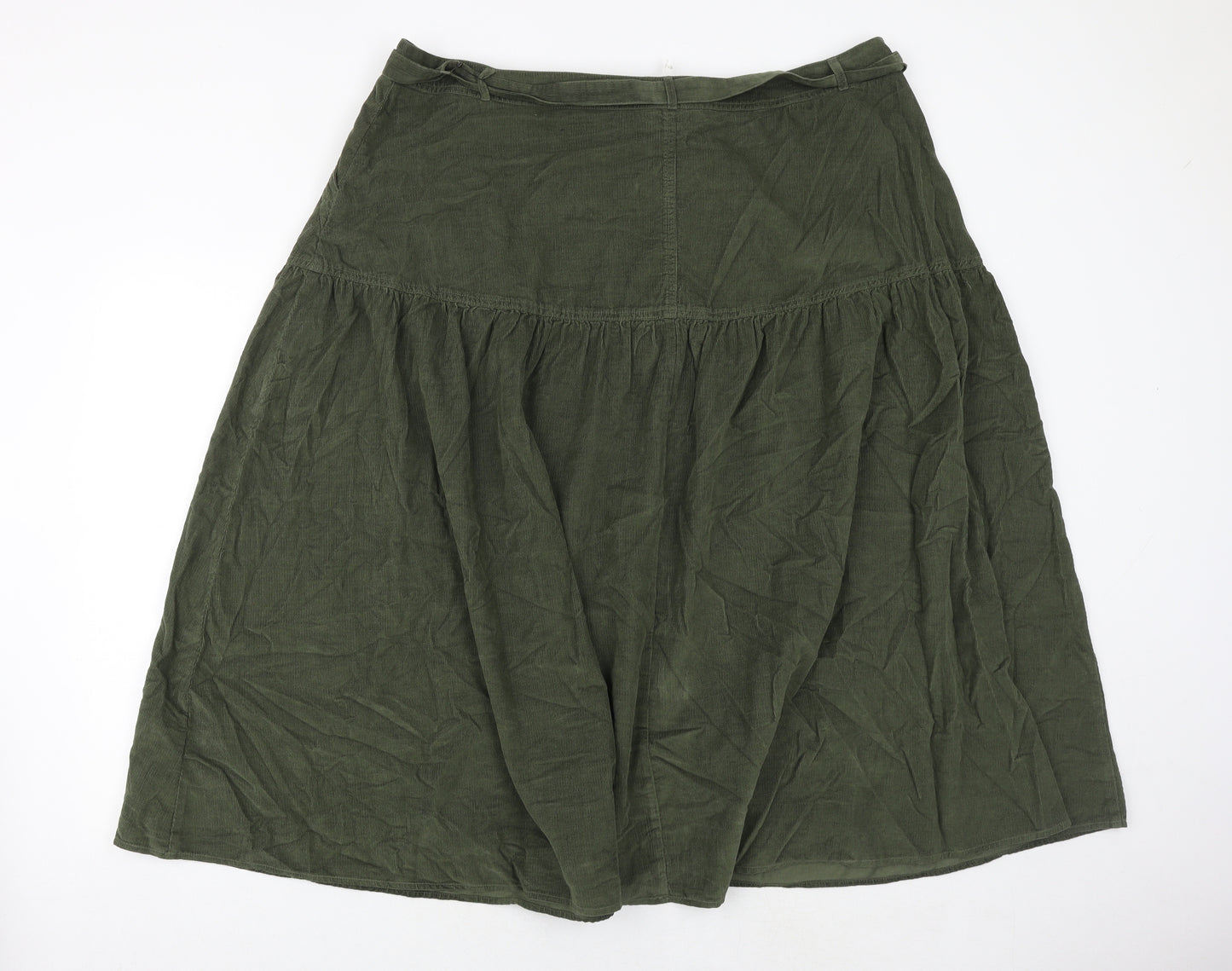 Marks and Spencer Womens Green Cotton Swing Skirt Size 22 Tie