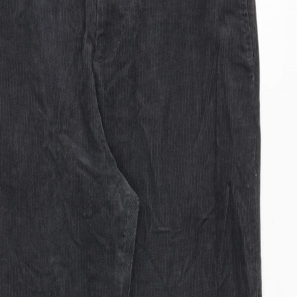 H&M Mens Grey Cotton Trousers Size 34 in Regular Zip